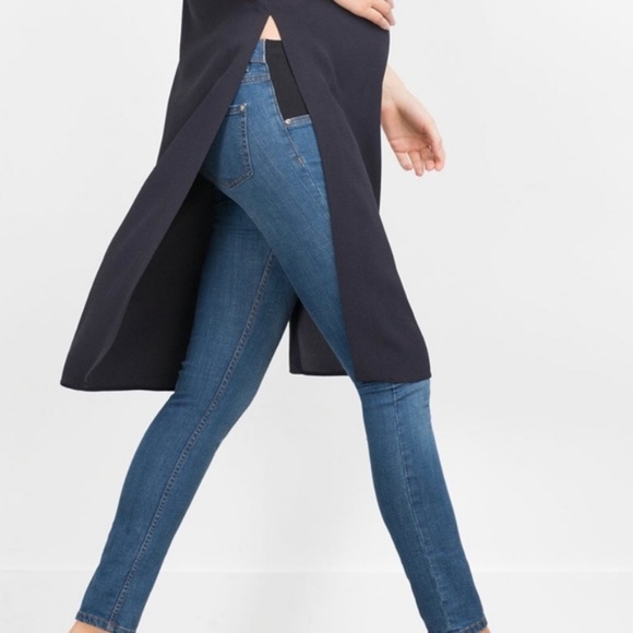 Zara Skinny Jeans Blue Denim Maternity L Skinny Mum Fit NWT - Picture 3 of 7